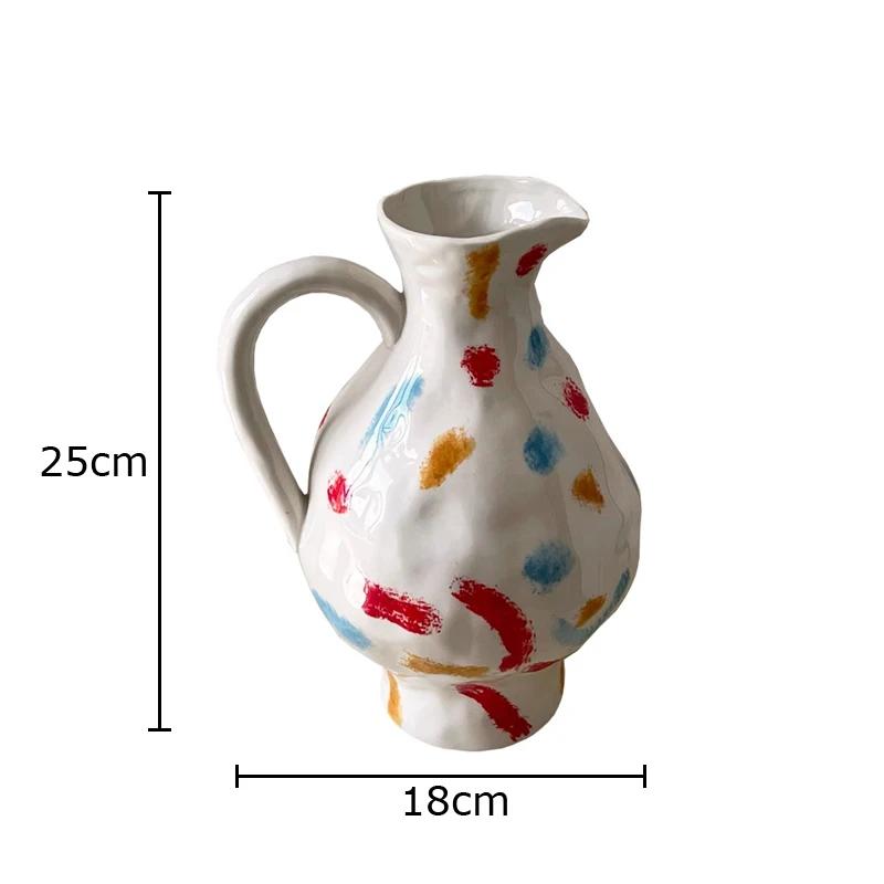 

Irregular Surface Painted Ceramic Vase Creative Flower Pots Desk Decoration Flower Arrangement Floral Vases Room Aesthetic Decor