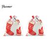 Holiday Theme Candy Carriers 2Pcs Christmas Drawstring Gift Bags, Xmas Tree Reindeer Printed Treat Festival Packaging Pouches, Reusable Fabric