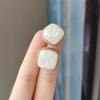 Small Square Marble Crack Metal Ear Clips With 925 Silver Needle Fashion Jewelry For Women