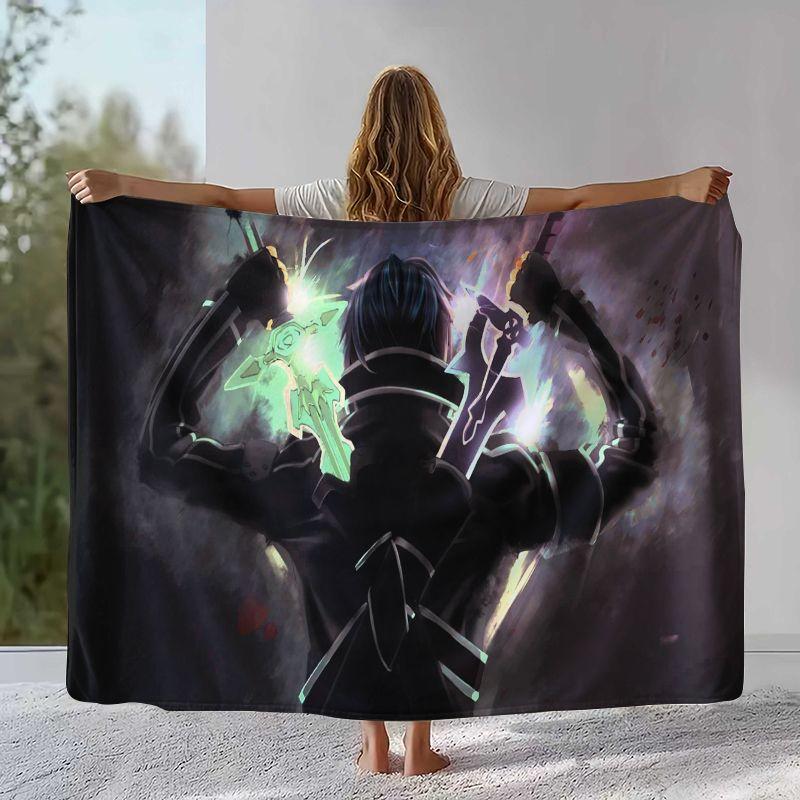 Cartoon Sword Art Online SAO Novel Flannel Blanket,Ultra Soft Warm Plush Throw for Home Bedroom Bed Sofa Camping Picnic gift