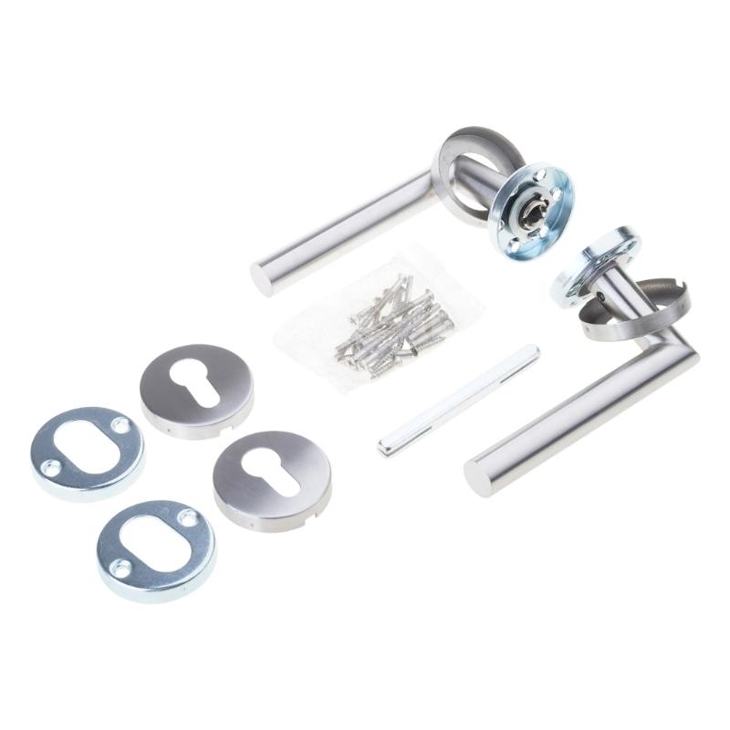 Door Lever Set with Handles & Concealed Keyhole Steel Key Locking Door Handle Round Door Handle for Interior Security 1
