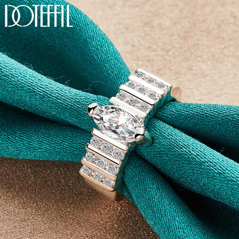 925 Sterling Silver Classic AAA Zircon Ring Fashion Wedding Jewelry