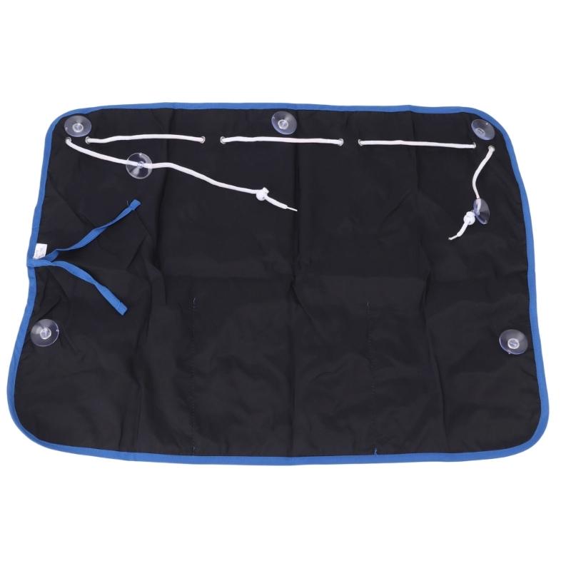 Rear Side Glass Car Cover with Integrated Mesh Storage, Foldable Polyester Fabric and Removable Suction Cup Mounting