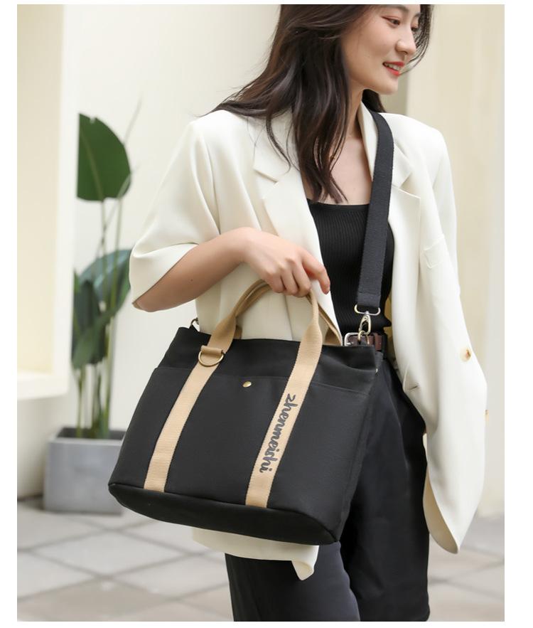 Plátěná kabelka s velkou kapacitou, Jednoduchá ležérní taška přes rameno, Módní lehká cestovní taška na krátké vzdálenosti