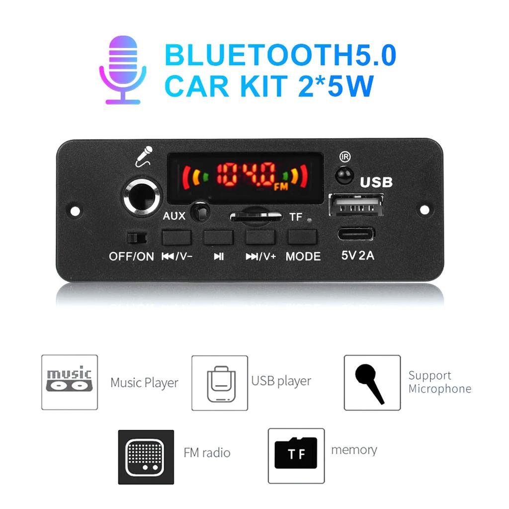 Car MP3 Player USB Recording Module MP3 Decoders Board Wireless Bluetooth-compatible Decoding Module LED Display