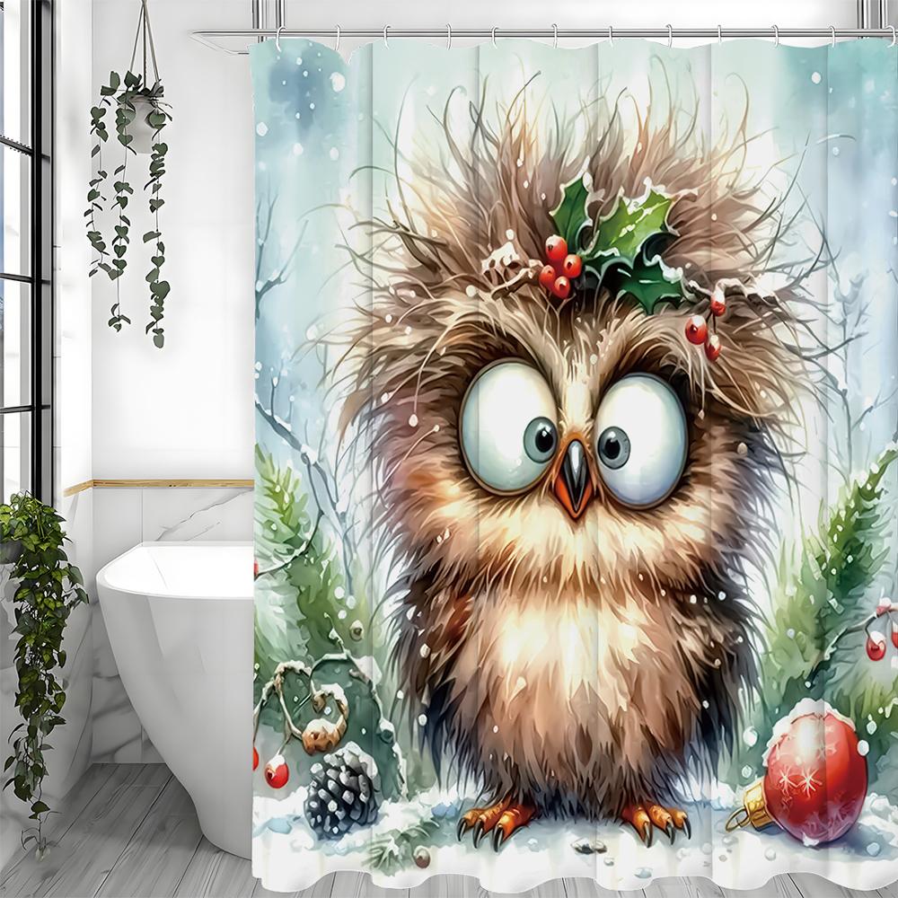 Cute cartoon eagle shower curtain, bathroom decoration shower curtain, waterproof shower curtain with hanging