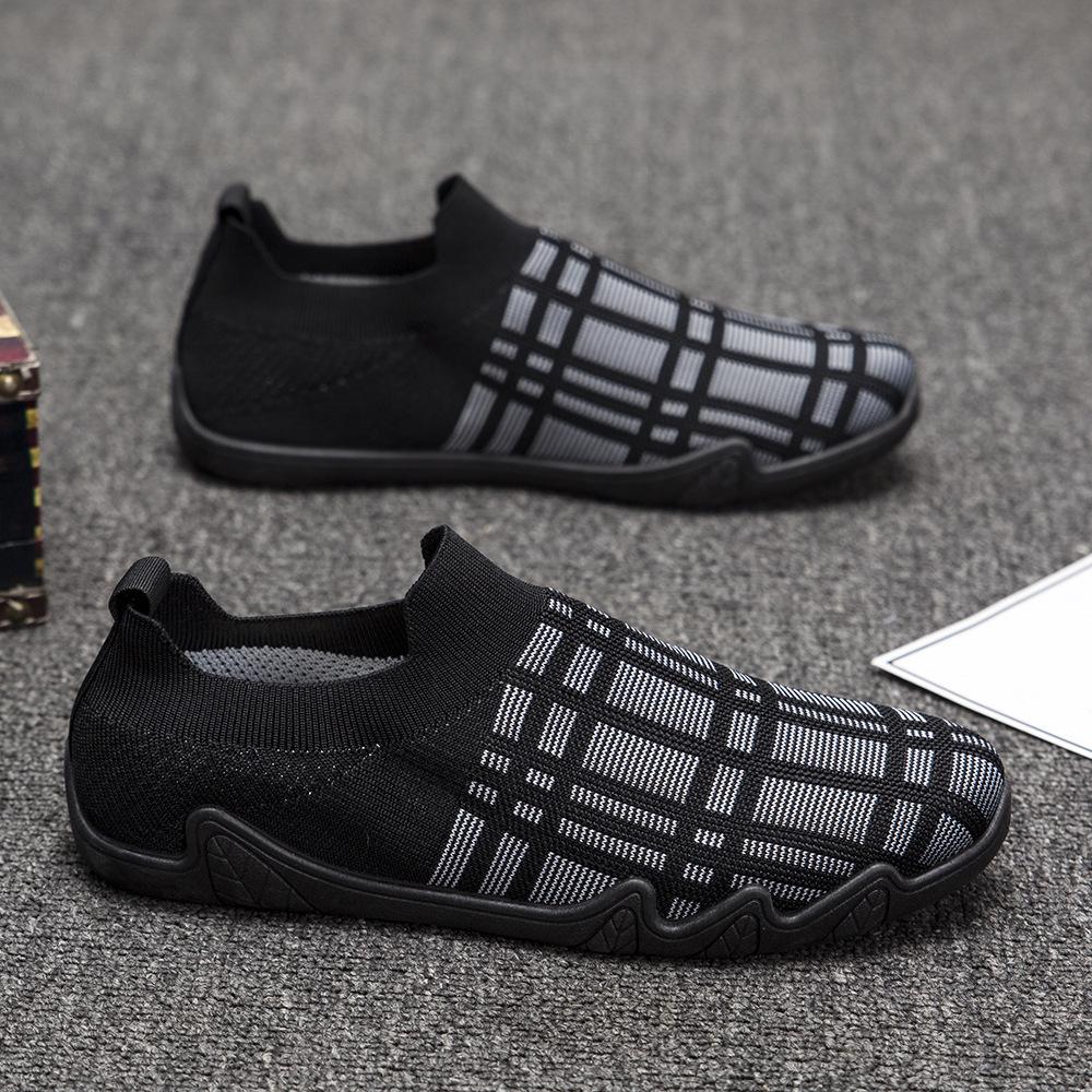 

Foreign trade new large-size socks and shoes for men s breathable fly-woven mesh soft-soled men s lazy one-pedal casual shoes 39 чёрный