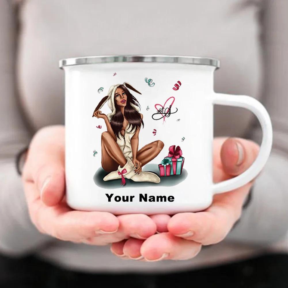 

Custom Enamel Mug with Your Name on It, Printed Metal Mug for Gifts, Coffee Mugs, Tea Cup, Unusual
