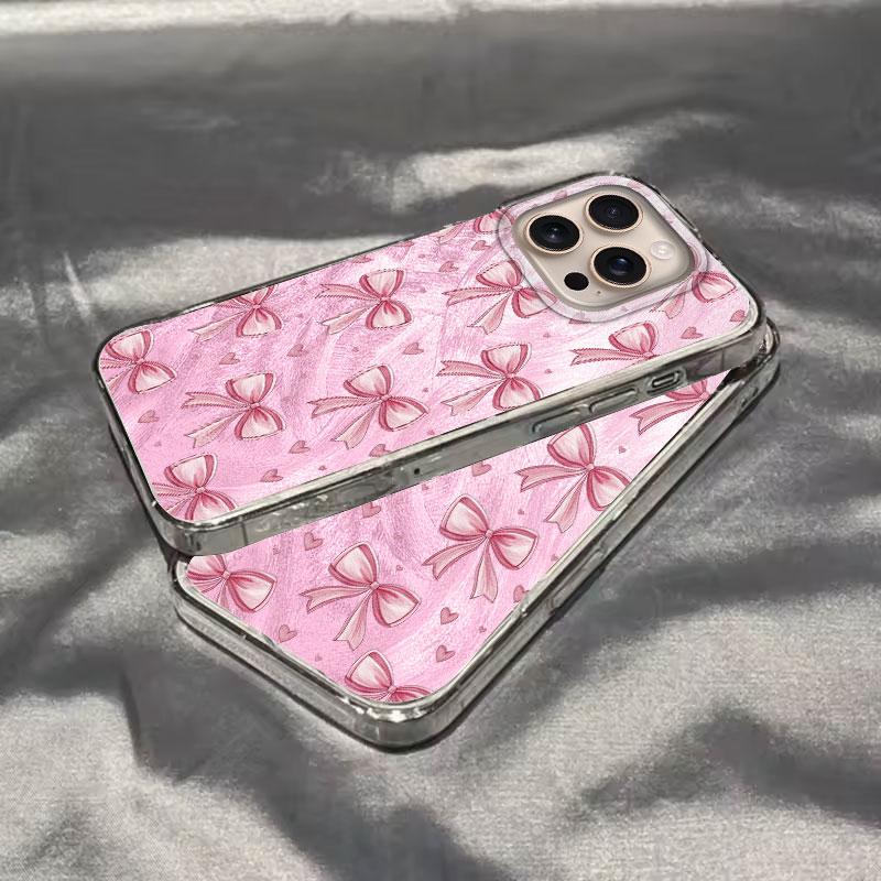 For iPhone 16 15 13 12 11 Plus Pro Max 14 Pro 7 8 Plus SE XS XR Phone Case Butterfly Bow Print Laser For iPhone 16e Luxury Cover