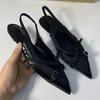 High Quality Women Flat Sandals Cross Strap Buckle Trend Black Office Lady Shoes Pointed Toe Luxury  Summer Footwear