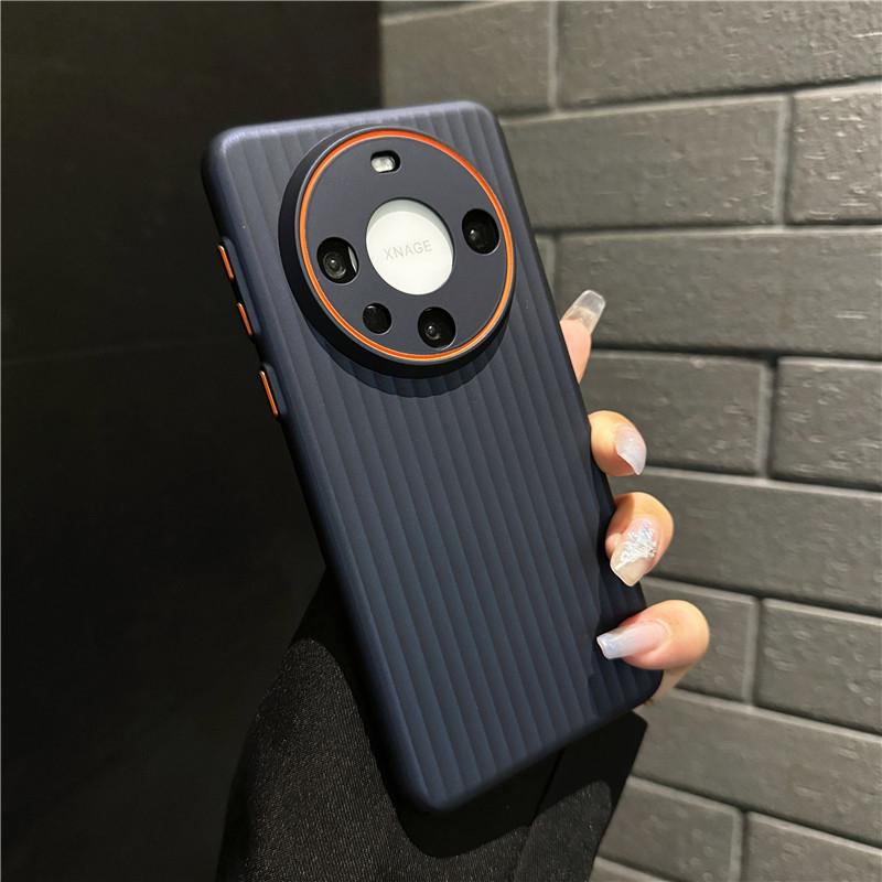 For Huawei Mate 60 Pro Plus Corrugated Grain Plating Metallic Paint Anti fingerprint PC Shockproof Anti-Slip Back Cover Case Shell
