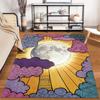 Colorful Moon Design Carpet with Vibrant Clouds and Sun Rays Pattern Suitable for Use As an Anti-slip for Living Room Bedroom Sofas