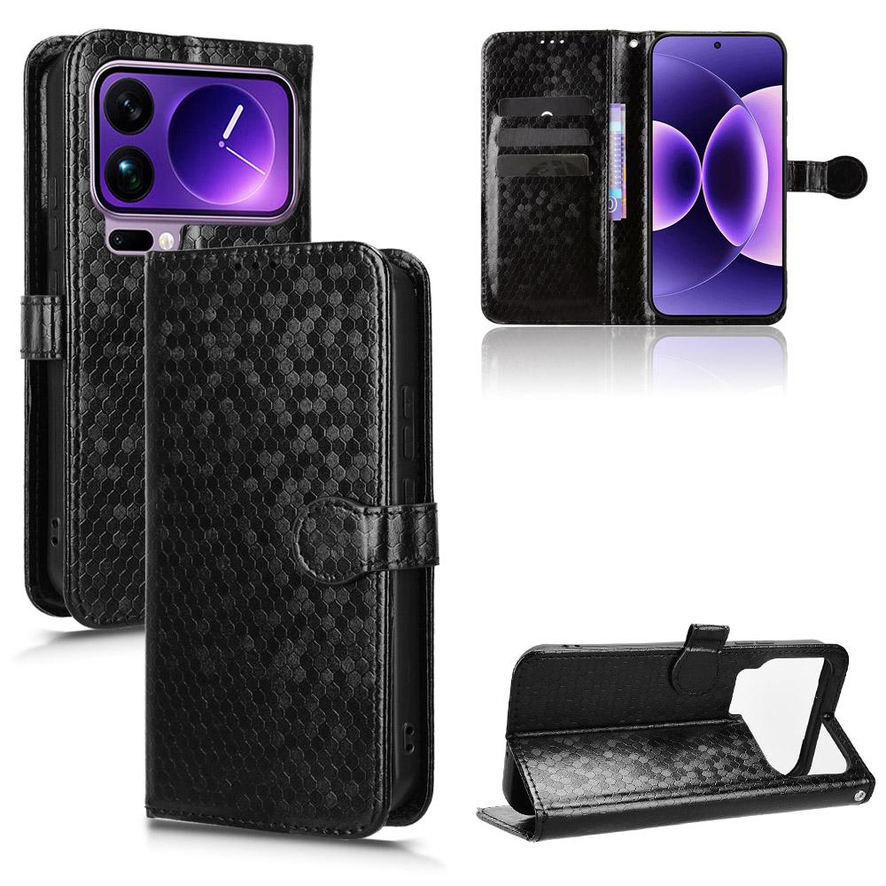 For Xiaomi 17 Pro Max Wallet Case Dot Pattern Imprint PU Leather Phone Cover with Wrist Strap