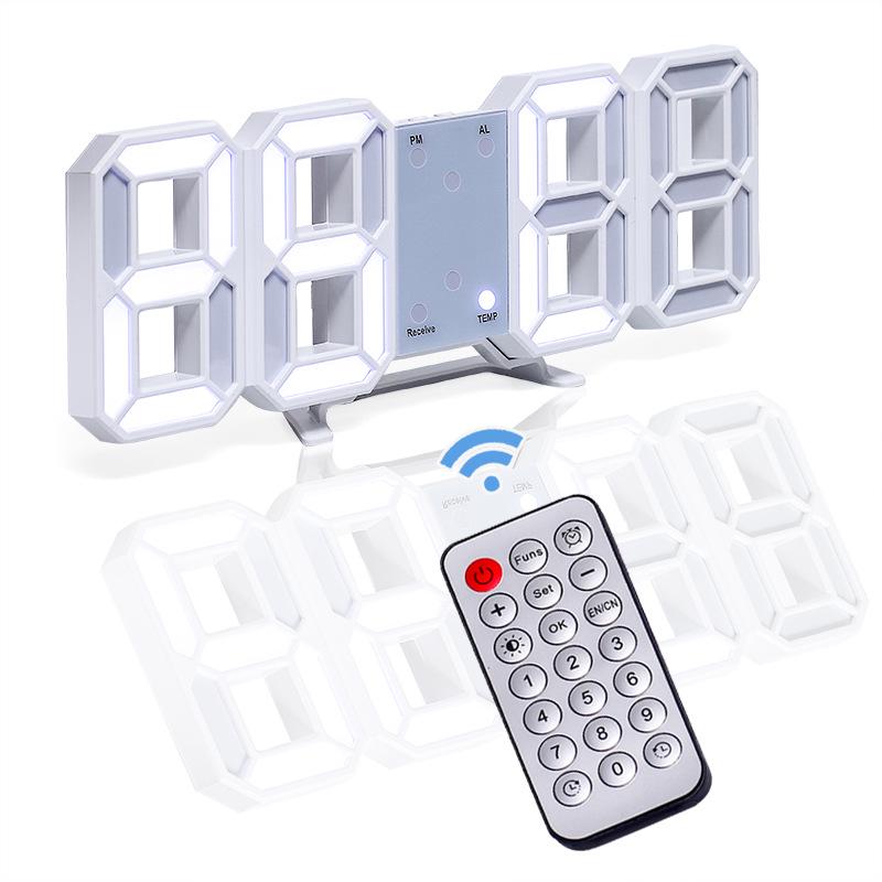 3D LED Digital Clock with Alarm, Calendar, and Thermometer for Living Room Wall