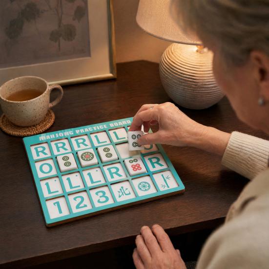 Huaqianguhh Mahjong Practice Board with RLO Charleston Guide & 24 Slots, 3D Printed Solo Trainer, American Strategy Aid for Home Learning Beginners