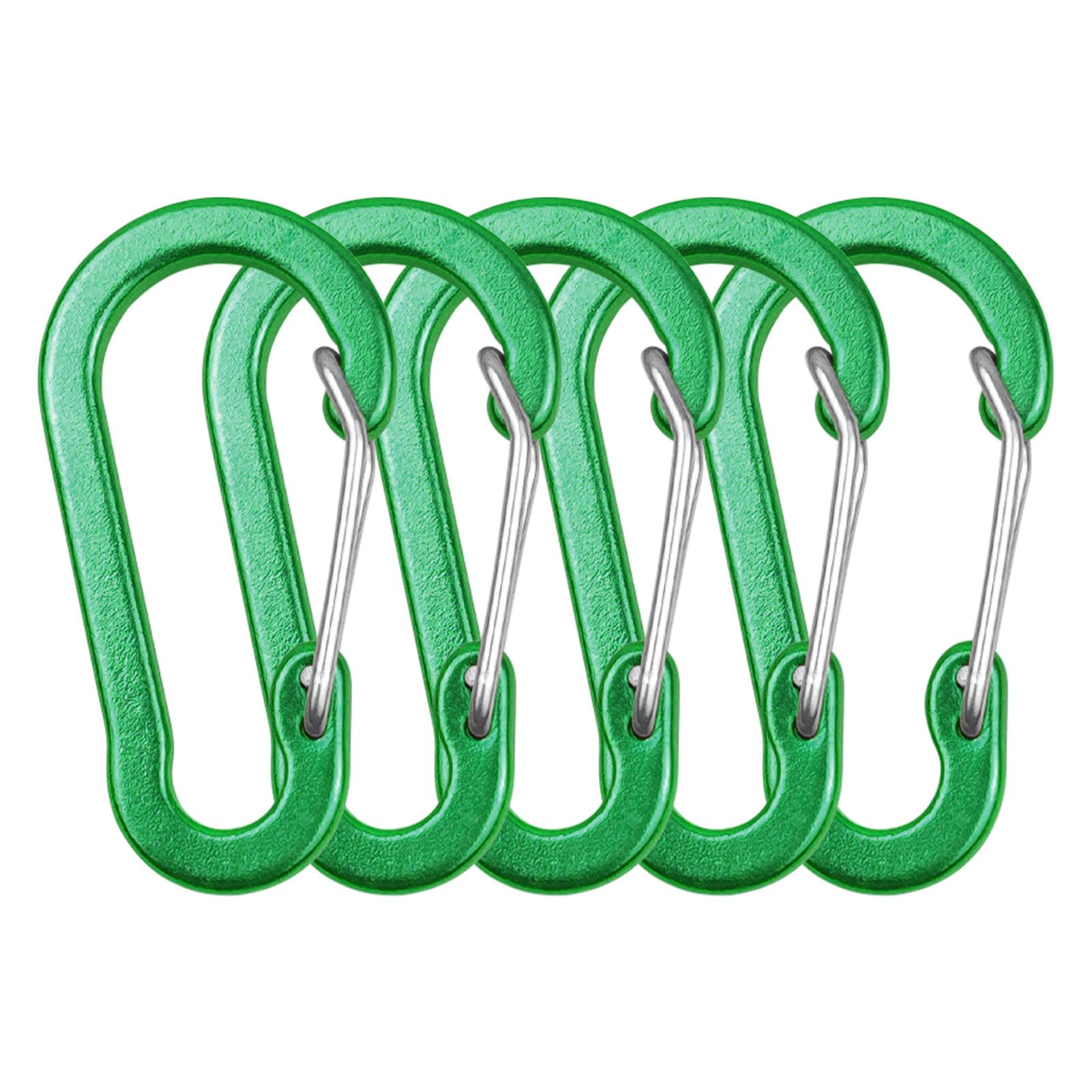 

5 упаковок карабинов, мини-брелок из алюминиевого сплава, карабины с D-кольцами для кемпинга, пешего туризма зелёный