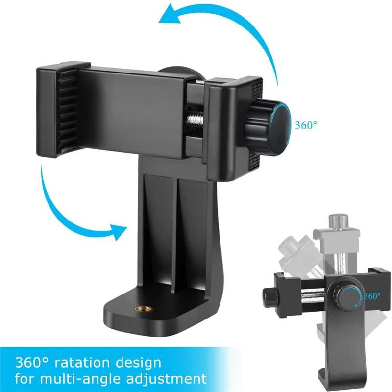 360 Degree Mobile Phone Clip Compatible With All 1/4 Screw Cellphone Holder Tripod Mount Desk Tripod Adapter For Samsung Iphone