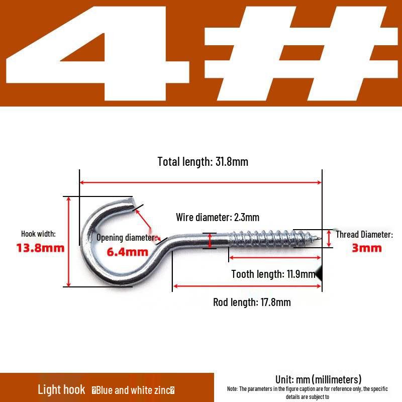 Sheep Eye Nail Hook with Ring, Self-Tapping Wood Screw, 9-Shaped Question Mark Lamp Hook for Windows.