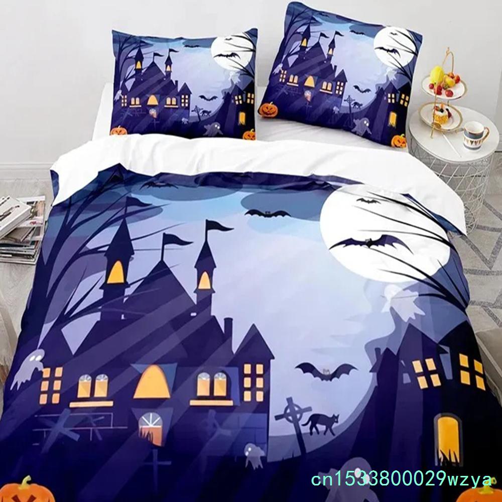 Halloween Kürbis Horror Festival Fledermaus Bettwäsche Set Jungen Mädchen Einzelbett Queen Size Bettbezug Kissenbezug Bett Kinder Erwachsene