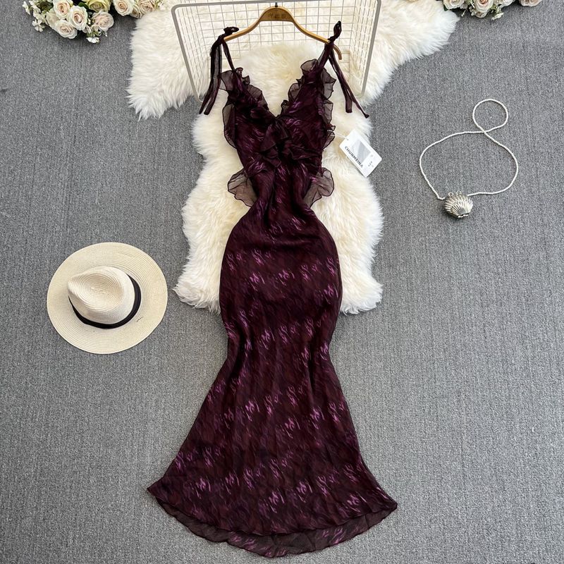 

Элегантное Супер Милое Отпускной Стиль Сексуальное Высокое Холодное Взрослое Леди как Женщина Ветер Цветочное Платье Женское Летнее Красивая Юбка Платье Феи Fuchsia S