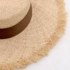 Summer new raffia rough edge flat top big brim straw hat multi-color webbing raffia flat top hat beach hat
