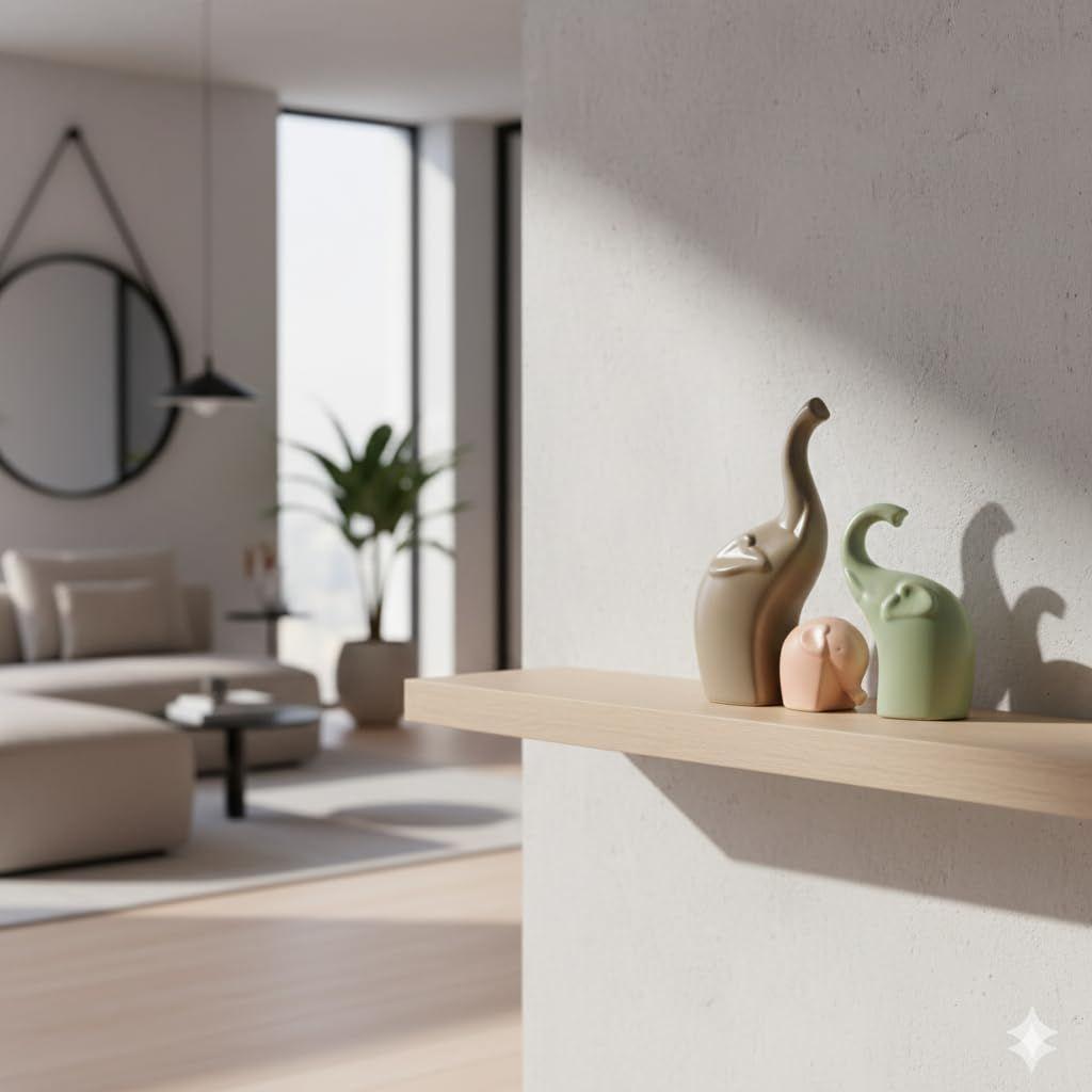 Lephant Family Matte Finish Ceramic Figures | Home Decor Living Room Decorative Items Showpieces House Warming