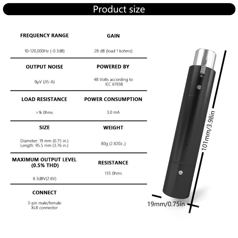 Professional Microphones Boosters Preamplifier Provides 28dB Gains for Dynamic Microphones in Studio Recording