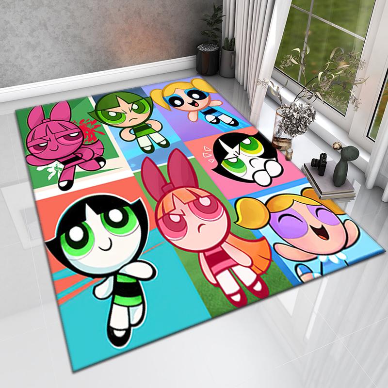 1Pc The Powerpuff Girls Printed rectangle carpet, home door mat, outdoor travel protection carpet A1