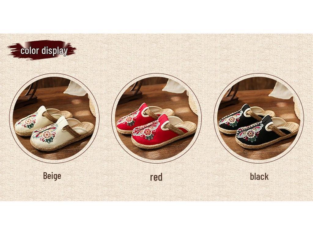 Women's Embroidered Ethnic Style Linen Flats - Spring/Summer