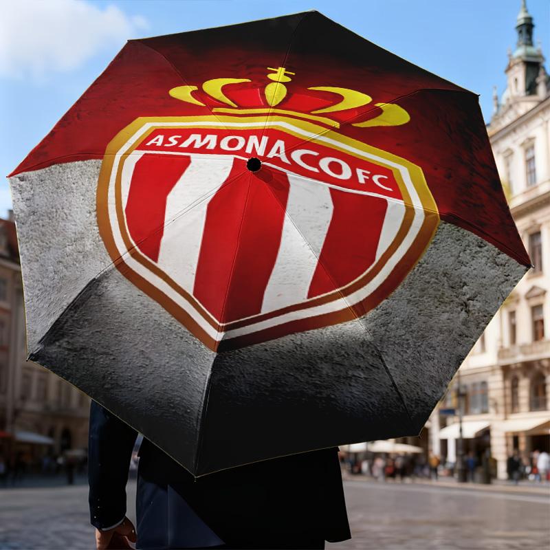 1PC Monaco Football club Printed Umbrella Folding umbrella, automatic umbrella 8-Frame for Travel, camping Fan gifts Christmas Gifts