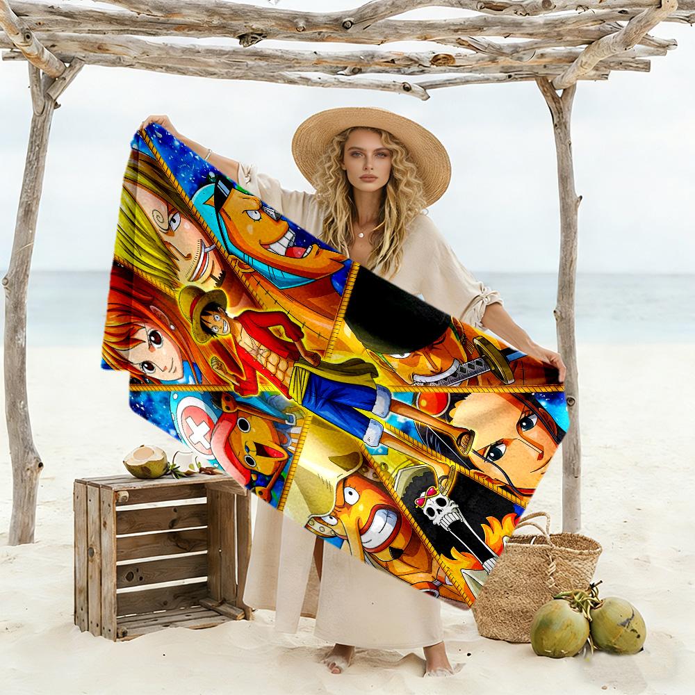 One Piece Adventure Beach Towel Quick-Dry Soft Microfiber Comfortable Lightweight Perfect for Traveling Yoga Camping and Swimming