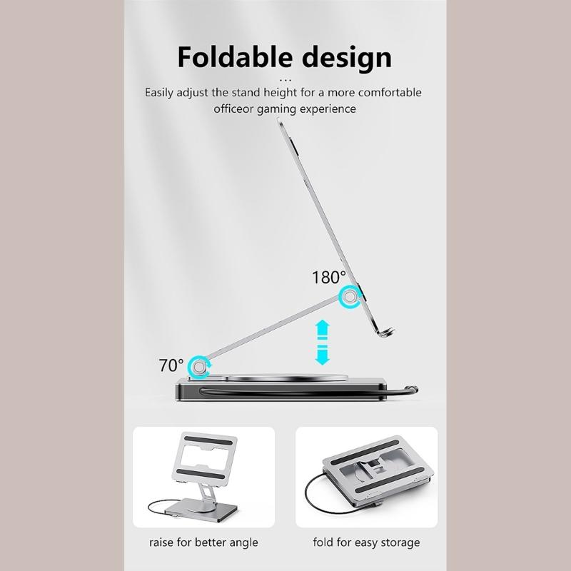 10 Port Laptop Dock Holder with 4K60hz Output USB3.0x3 Support and PD100W Charging 360 Degree Rotation Holder