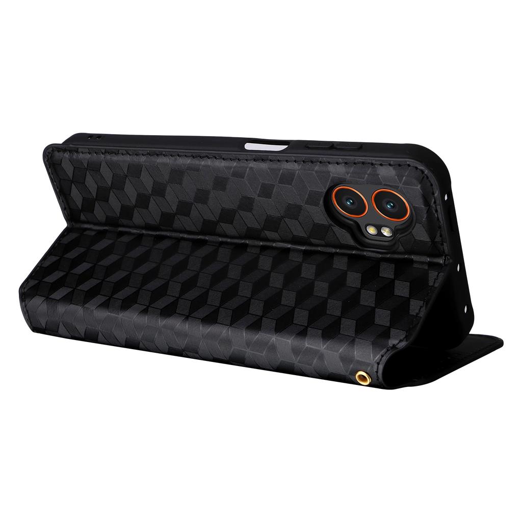 For Samsung Galaxy XCover7 Pro Case Wallet Rhombus Imprinted Leather Phone Cover