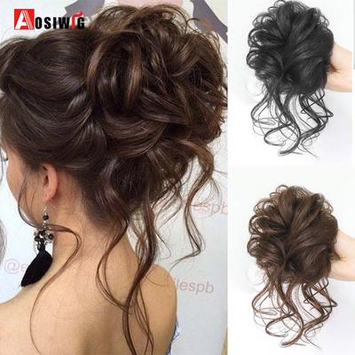 Κορδέλες μαλλιών Συνθετικό σινιόν Messi ελαστικό χτένισμα ψεύτικο λαστιχένιο κλιπ σε εξτένσιονς κότσος αλογοουρά Scrunchies Γυναικεία φυσικά σγουρά