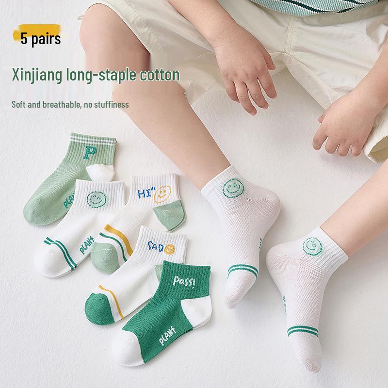 

7A Antibacterial & Deodorizing Breathable Baby Cotton Socks for Spring/Summer – Thin Mesh Design for Boys & Girls 1-3 years, shoe size 15-22