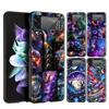 Universe Starry Sky Moon Hard PC Phone Case For Samsung Galaxy Z Flip 7 6 5 4 Black Cover For Galaxy Z Flip 3 Foldable Funda Bag