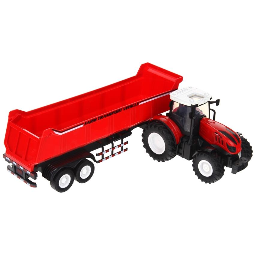 Trattore Radiocomandato Con Rimorchio Telecomando Rc Luci - Rosso