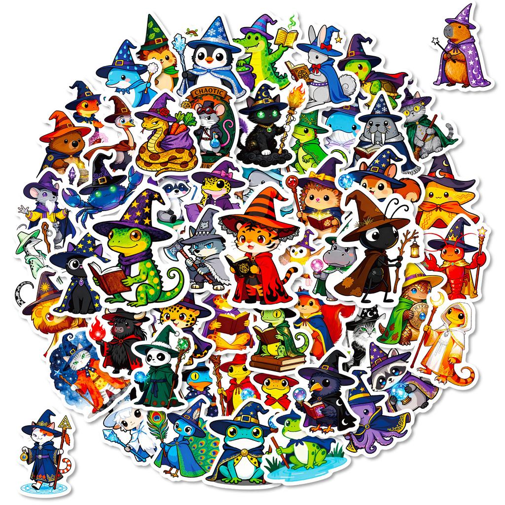 56 Cartoon Animal Wizard Graffiti Stickers Do Not Repeat Creative Cute Animal Waterproof Decorative Stickers
