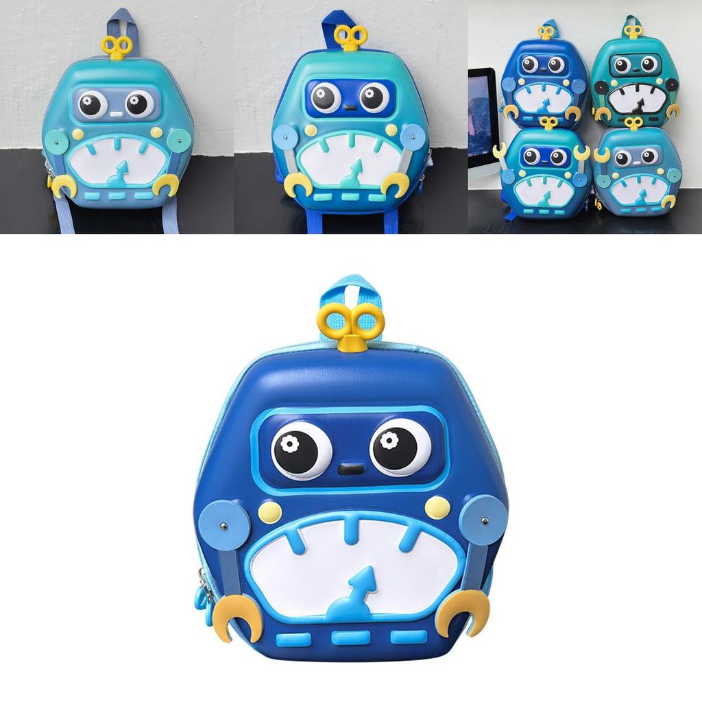 Cute Eggshell Backpack With Robot Print Design For School Learning And Oxford Fabric Construction