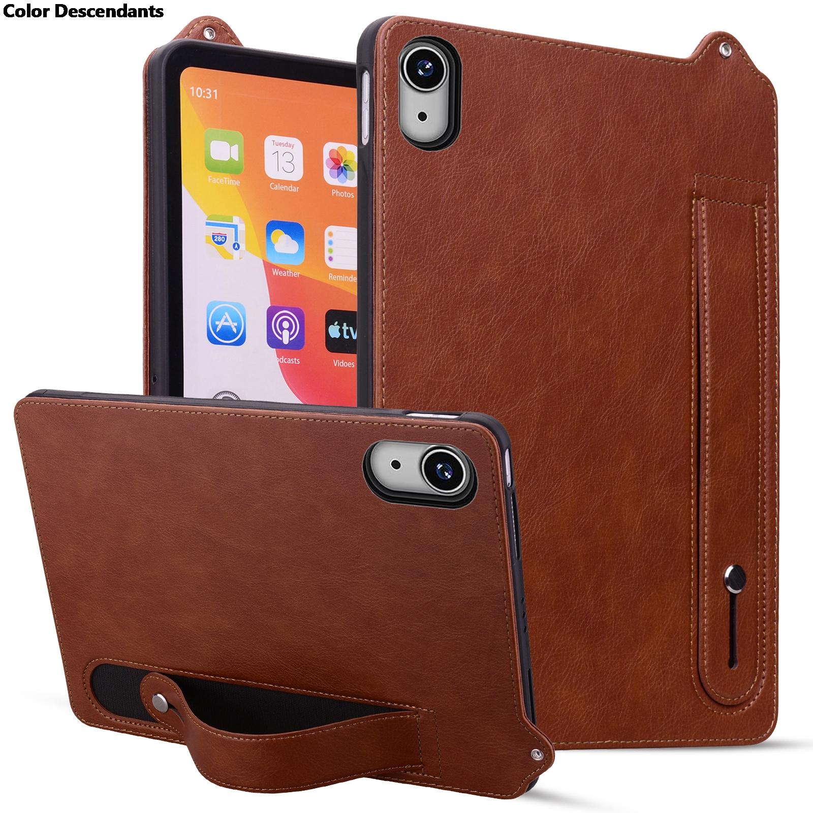 

Luxury Leather Stand Case For iPad 2025 10.2 10.9 11 12.9 13 inch Pro Air 4 5 6 MINI 9 8 7 10th 11th Generation Wrist Band Cover Air 3rd 10.5inch коричневий