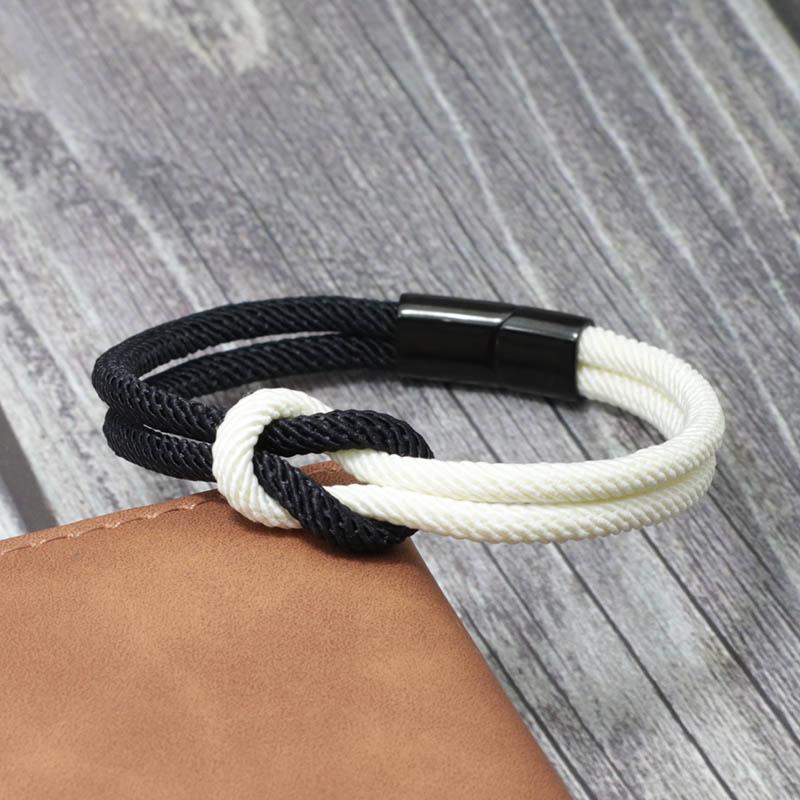 

New Fashion Men Rope Bracelet Concentric Knot 100% Unfading Stainless Steel Braclet Gift For Him Camping Survival Braslet Joias 19.5cm