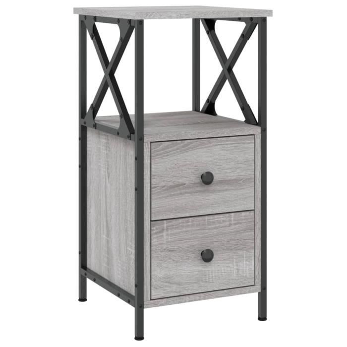 VidaXL Bedside Table Sonoma Grey 34x35.5x70 Cm Engineered Wood 825949