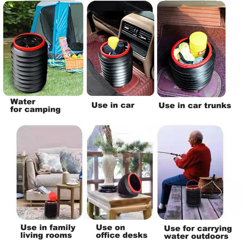 Multifunction Foldable Bucket Car Trash Can Outdoor Camping Waste Garbage Storage Box Black Container Portable Fishing Bucket