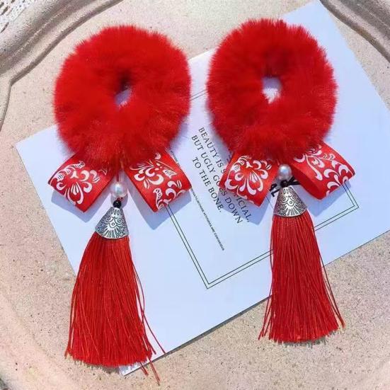 Scrunchies pentru păr Cadouri roșii Elasticitate ridicată Adorabil Anul Nou Chinezesc Legături de păr pentru copii
