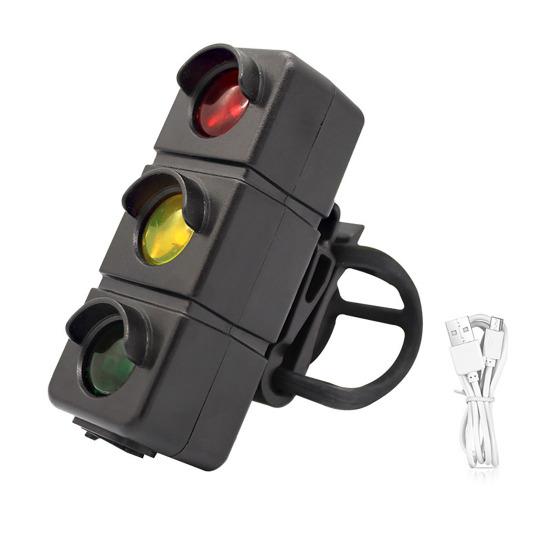 Traffic Light Bicycle Taillight 3 Colors USB Rechargeable Universal MTB Road Mountain Bike Night Riding Warning Strap Rear Lamp Bike Accessories