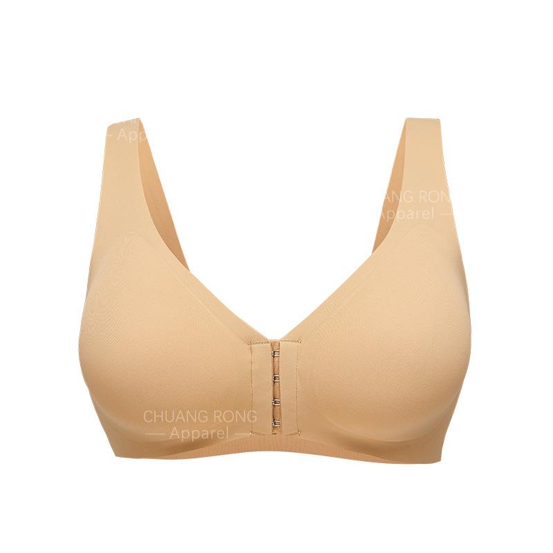 

Front open buckle jelly glue underwear women s large size seamless beauty back support no steel ring anti-sagging gathering women s bra S
