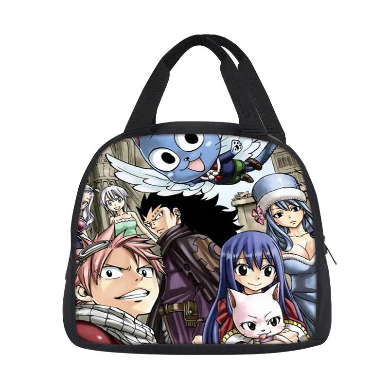 FAIRY TAIL Lunch Bag Cartoon Anime Printed Student Boys and Girls New Style Lightweight, Small, Large Capacity, Versatile