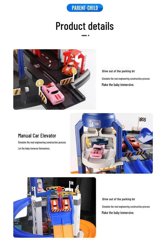 Interactive 8-Car Dual Lane 5-Layer Parking Track DIY Toy for Kids