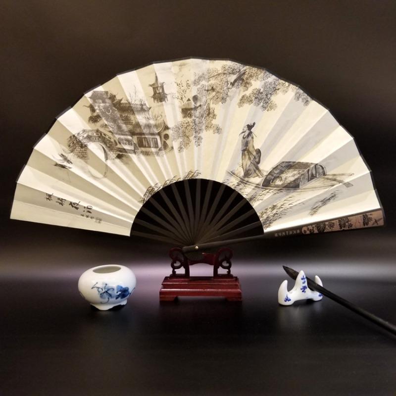 10inch Chinese Style Silk Fan Folding Fan Wedding Fan Art Gifts Dance Hand Vintage Bamboo Folding Home Decorative