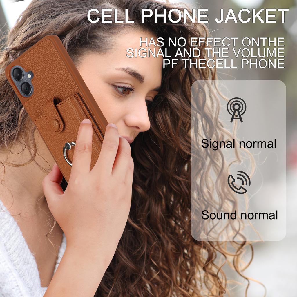 For Samsung Galaxy A07 4G/A06 4G/5G Case with Ring Kickstand Drawing Type Card Slots Leather Back Cover